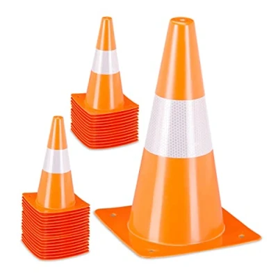 Afbeelding van Relaxdays pylonnen set van 32 oranje pionnen reflecterende verkeerskegels voetbal