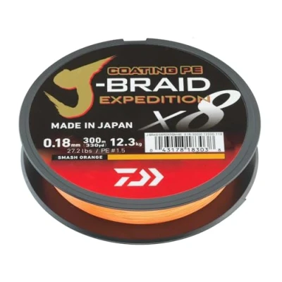 Afbeelding van Daiwa J Braid Expedition X8E Gevlochten lijn Smash Orange 0.10mm/6.9kg (300m)