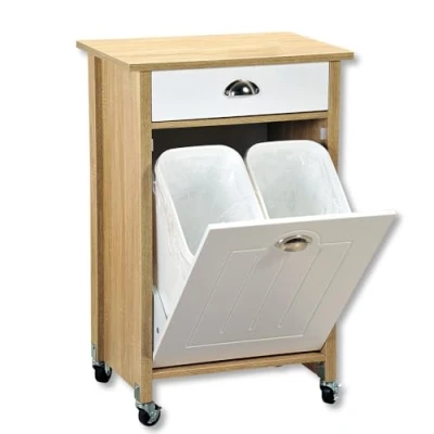 Afbeelding van Kesper Keukenwagen met selectief sorteersysteem, materiaal: vezelplaat, afmetingen: B 50 x H 79 D 37 cm, kleur: bruin, grijs 25528 13