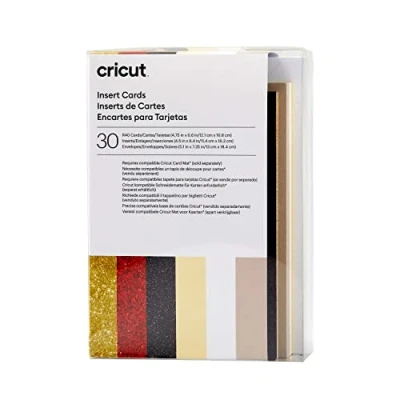 Afbeelding van Cricut Insert Cards Glitz &amp; Glam R40 Kaartenset Taupe, Crème, Wit