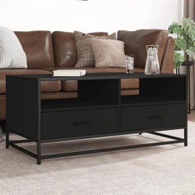 Image de vidaXL Table basse noir 100x50x45 cm bois d&#039;ingénierie et métal848784