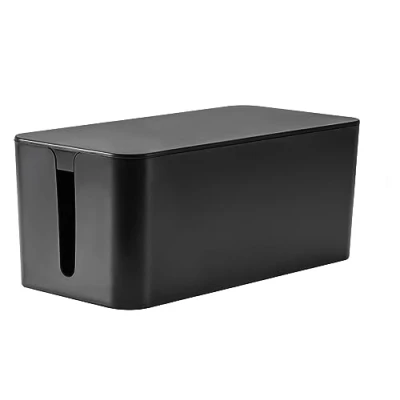 Afbeelding van RICOO Z2301 B Kabelmanagementdoos, 23,5 x 11,5 12 cm, opbergdoos voor het verbergen van stekkerdozen, adapters en kabels, kabelverzamelaar, zwart