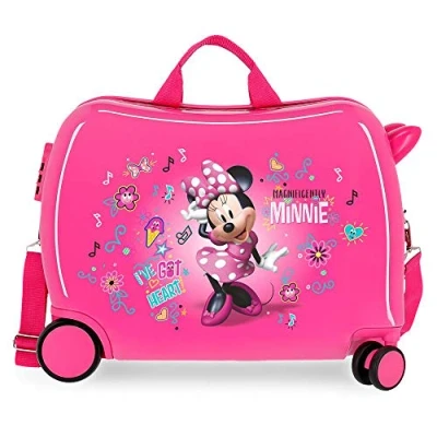 Afbeelding van Minnie Mouse rol zit kinderkoffer ABS stickers roze