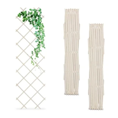Afbeelding van Relaxdays plantenklimrek set van 3 uitschuifbaar rankhulp 180 x 60 cm dennenhout