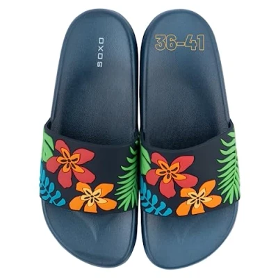 Afbeelding van soxo Damesslippers, damessandalen, zomer, comfortabel, teenslippers, 3 maten, Bladeren.