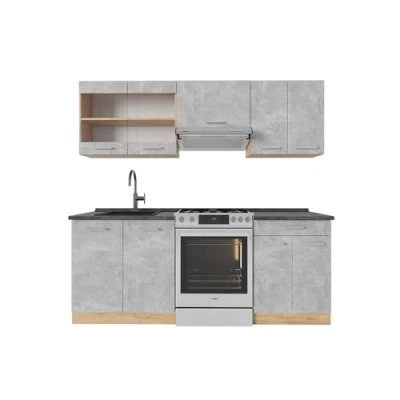 Afbeelding van Vicco Complete keukeneenheid R Line, Beton/gouden eik, 200 cm , WB Antraciet