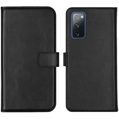 Afbeelding van Selencia Hoesje Geschikt voor Samsung Galaxy S20 FE Met Pasjeshouder Echt Lederen Bookcase Zwart