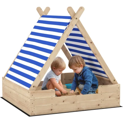 Afbeelding van AIYAPLAY Sandkasten Tannenholz, Polyester 120L x 120B 126,5H cm Naturholz