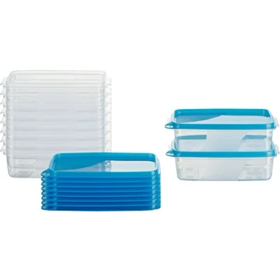 Afbeelding van MiraHome Voedselcontainer voor vriezer, 15 x 10 5 cm, blauw, Oostenrijkse kwaliteit (0,5 liter, rechthoekig, Piso (10 stuks)
