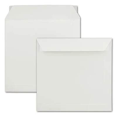 Afbeelding van 25 vierkante enveloppen crème wit 220 x mm eenvoudig de gewenste hoeveelheid invoeren