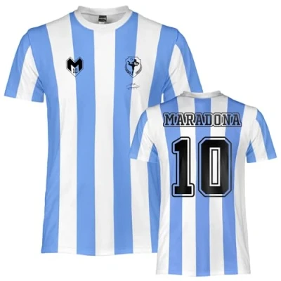 Afbeelding van Diego Armando Maradona voetbalshirt, officiële replica Argentinië voetbalshirt voor jongens en volwassenen., azuurblauw/wit, 10 jaar