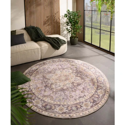 Afbeelding van Rond Vintage Buitenkleed Valenca Fino Paars/roze 115 Cm