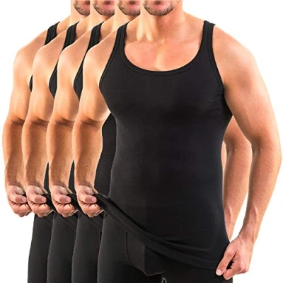 Afbeelding van HERMKO 3000 Set van 4 biologische tanktops voor heren, Donkerblauw