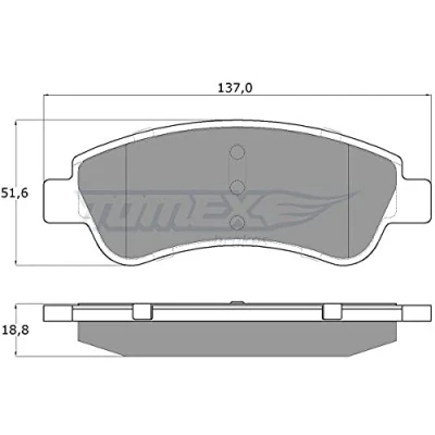 Afbeelding van TOMEX brakes TX 13 27 Remblokkenset Vooras PEUGEOT: 307 Hatchback, 206 208 I CITROËN: C3 Aircross 2, Berlingo II, C2 Hatchback