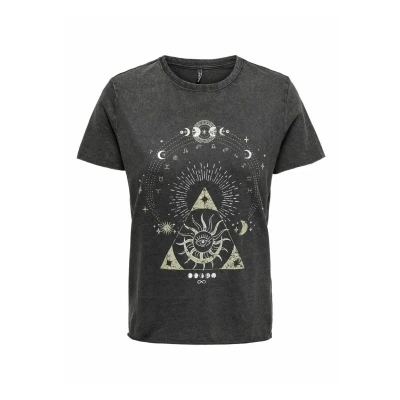 Afbeelding van ONLY Onllucy LIFE REG S/S JRS NOOS Tshirt print black, Dames, Maat: Medium, Black