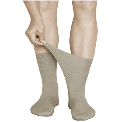 Afbeelding van VITSOCKS Extra grote sokken voor diabetici heren (3 PAAR) sterke of opgeblazen kuit, Beige