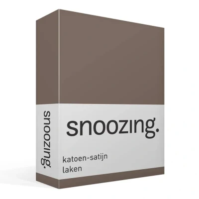 Afbeelding van Snoozing Katoen satijn Laken Lits jumeaux 280x300 cm Bruin