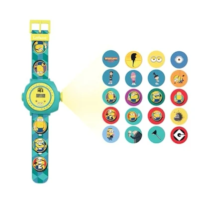 Image de Lexibook, Ich Einfach Unverbesserlich, Minions, Verstellbare Projektionsuhr mit digitalem Bildschirm, 20 Bilder von für Kinder, blau/gelb, DMW050DES