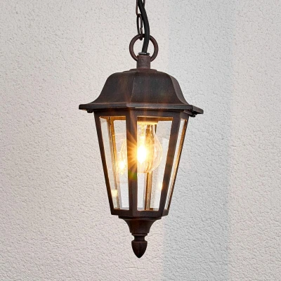 Afbeelding van Lindby Hanglampen buiten 1licht aluminium, glas E27 zwart roest, helder