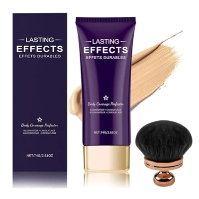 Image de Beauty Body Coverage Perfector avec pinceau, 2 en 1, camouflage corporel et illuminateur, perfecteur de teint pour tout le corps, crème couverture corporelle, brillant longue durée (ivoire)