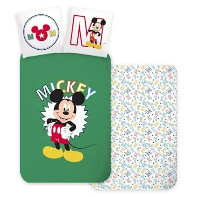 Afbeelding van Mickey Mouse Peuterdekbedovertrek Groen 100 x 135 cm Katoen