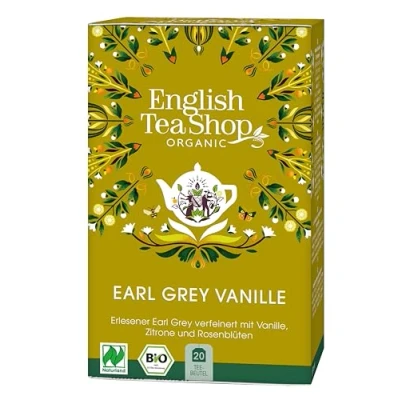 Afbeelding van English Tea Shop earl grey vanille bio Fairtrade biologische zwarte thee met aroma&#039;s van bergamot en Doos 20 theezakjes