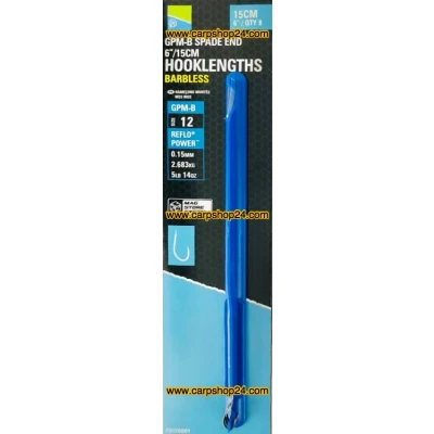 Afbeelding van Preston Onderlijnen GPM B Spade End Barbless 15cm (8 pcs) Maat : haak 12 0.15mm