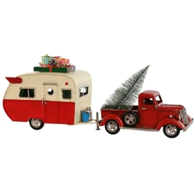 Afbeelding van Kerstversiering Home ESPRIT Rood Caravan 73 x 19 28,5 cm