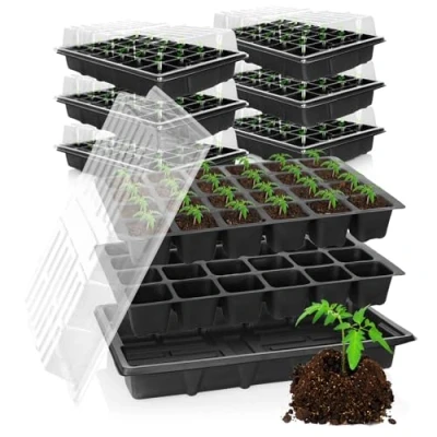 Afbeelding van COM FOUR® 24 delige kweekset, set met waterbakken, kasafdekking en potschalen voor het kweken van kamerplanten (024 kweekset 38 x 25 cm)
