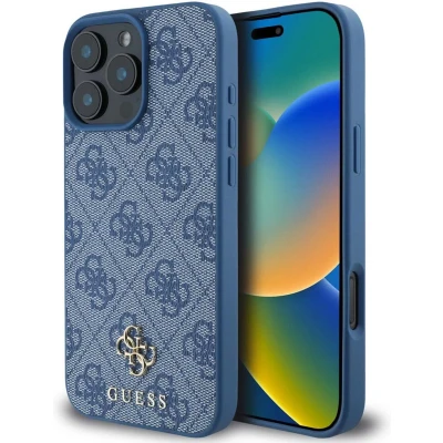 Afbeelding van Guess Hoesje Geschikt voor iPhone 16 Pro Backcover 4G Small logo MagSafe Blauw