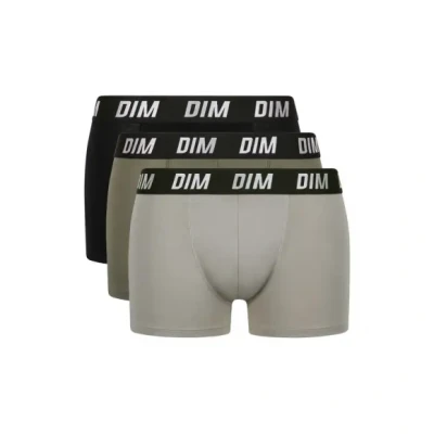 Afbeelding van DIM Boxer 3 PACK Boxershort, Heren, Maat: 7, Noir/vert olive/taupe