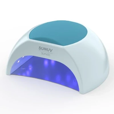 Afbeelding van SUNUV uv lamp voor gelnagels, 48 W, led nagellamp, lamp, led, nageldroger, sneldrogend, 4 timer en automatische sensor, ideaal gellak manicure thuis, SUN2C blauw