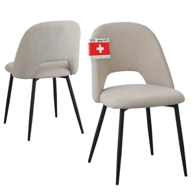 Afbeelding van Albatros eetkamerstoelen met koordhoes, set van 2 Silvi, beige Stijlvol vintage ontwerp, SGS geteste gestoffeerde stoel Moderne keukenstoel, eetkamerstoel of eettafelstoel