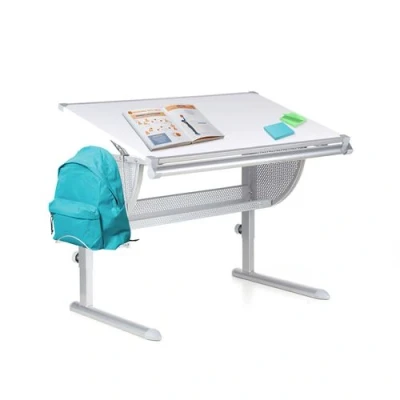 Image de Bureau enfant BELIA réglable en hauteur et inclinable blanc/argent hjh OFFICE