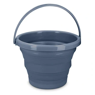 Afbeelding van Navaris emmer Opvouwbare van siliconen Inhoud 5 liter Schoonmaakemmer/huishoudemmer/sopemmer Donkerblauw