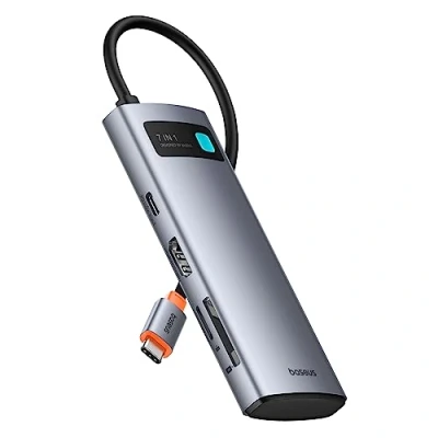 Image de Baseus Hub USB C 7 en 1 avec HDMI 4K @ 60 Hz, 100 W PD, 3 A 3.0 5 Gbps, lecteur de carte SD/TF, station d&#039;accueil pour iPhone 15, ordinateur portable, MacBook/Surface Pro/iPad/Steam Deck/Rog