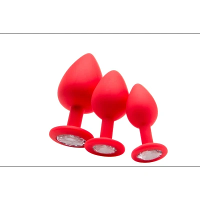 Afbeelding van Ouch! Siliconen Buttplug met Diamant Rood