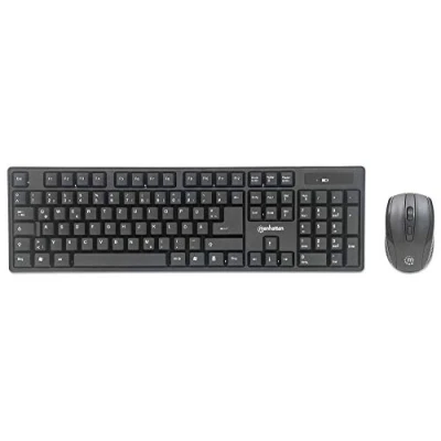 Afbeelding van Manhattan Products draadloze desktopset muis voor pc en draadloos toetsenbord, gamingmuis, muis, USB radio ontvanger, computer, accessoires, zwart