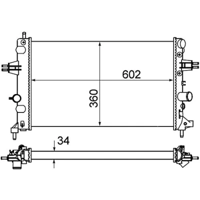 Afbeelding van MAHLE ORIGINAL CR 574 000S Radiateur voor voertuigen met/zonder airco 602 360 34 Koelribben mechanisch gelast OPEL: Astra G Saloon, Caravan