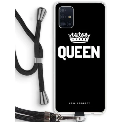 Afbeelding van Case Company® hoesje met Koord geschikt voor Samsung Galaxy A51 4G Queen Zwart Telefoonhoesje Bescherming aan alle Kanten en Over de Schermrand