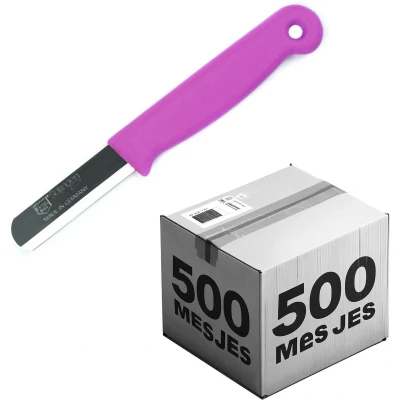 Afbeelding van Solingen Bandstaal Mes HACCP Roze RVS Lemmet 40 mm Voedselveiligheid voor Oogsten 500...