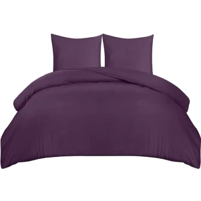 Afbeelding van Utopia Bedding Dekbedovertrekset van zachte microvezel Dekbedovertrek 240 x 220 cm met kussenslopen 65 Beddengoed Paars