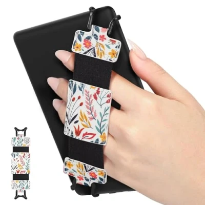 Afbeelding van MoKo Universele armband voor 6&quot; 8&quot; E Reader en tablet, zachte polsband, lichtgewicht houder met elastische band handvat tablet hoge elasticiteit, bloemen