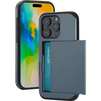 Afbeelding van imoshion Hoesje Geschikt voor iPhone 16 Pro Ruimte 2 pasjes Backcover met pasjeshouder Donkerblauw