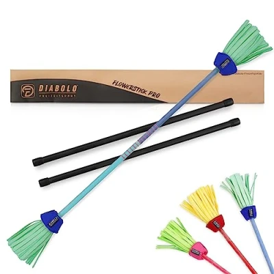 Afbeelding van Diabolo Freizeitsport Flowerstick Pro Professionele bloemenstok van glasvezel met 2 handbeschilderde uv reactieve handstaafjes