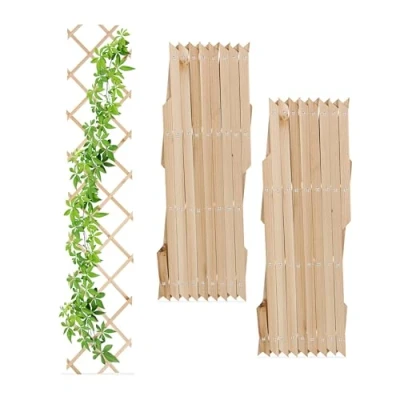 Afbeelding van Relaxdays plantenklimrek uitschuifbaar set van 3 onbehandeld hout klimplantensteun