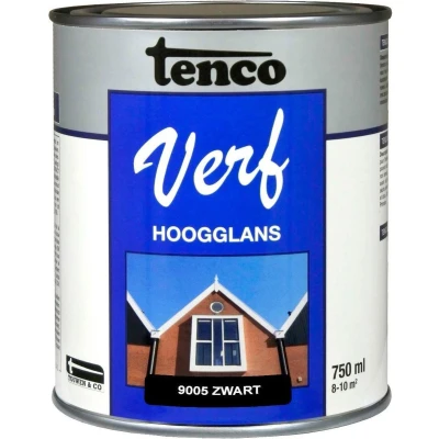 Afbeelding van TencoVerf Dekkend Hoogglans Zwart RAL 9005 0,75L