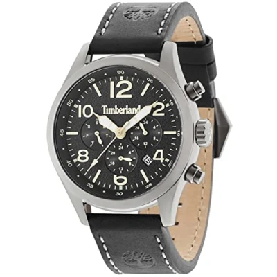 Afbeelding van Timberland Zwarte Leren Horloge Met Quartz Mechanisme