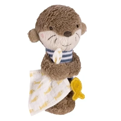 Afbeelding van Fehn Otterrammelaar pluche rammelaar voor rammelaar, piepen, ruiken, spelen een trouwe metgezel baby&#039;s en peuters vanaf 0 maanden
