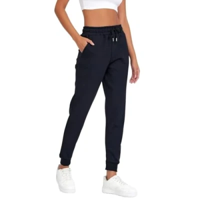 Afbeelding van COMEOR Joggingbroek voor dames Lange warme sportbroek Trainingsbroek met rechte pasvorm fitness, yoga, vrije tijd, zwart.